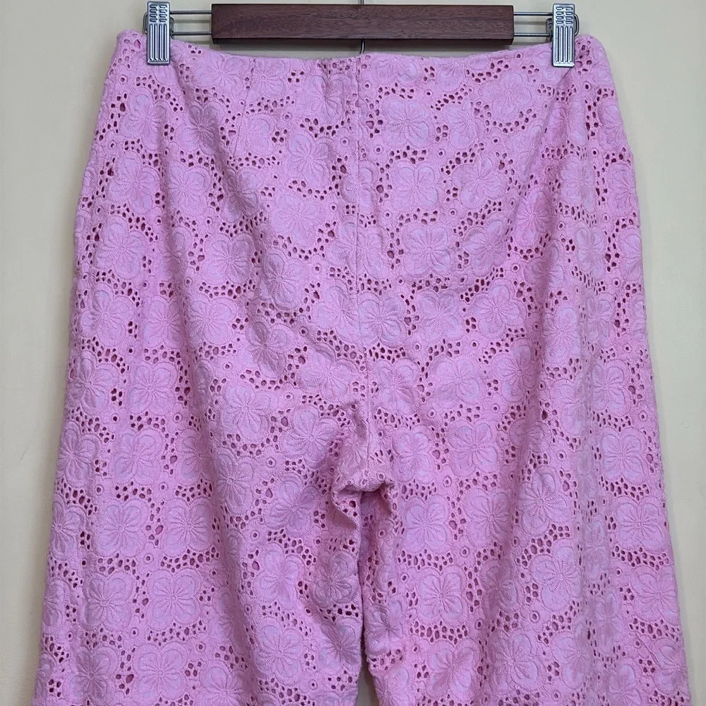 Vintage Lilly Pulitzer | Pink Cotton Daisy Embroidered Eyelet Pants Trousers 10